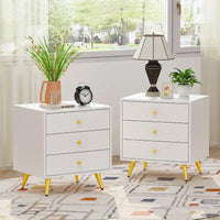 Tables de chevet blanches, table d'appoint avec pieds en métal doré, 1 piece