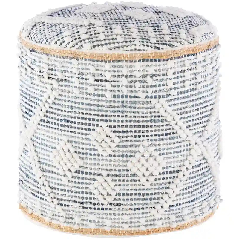 Sibille pouf cylindrique bohème en denim de 18 pouces