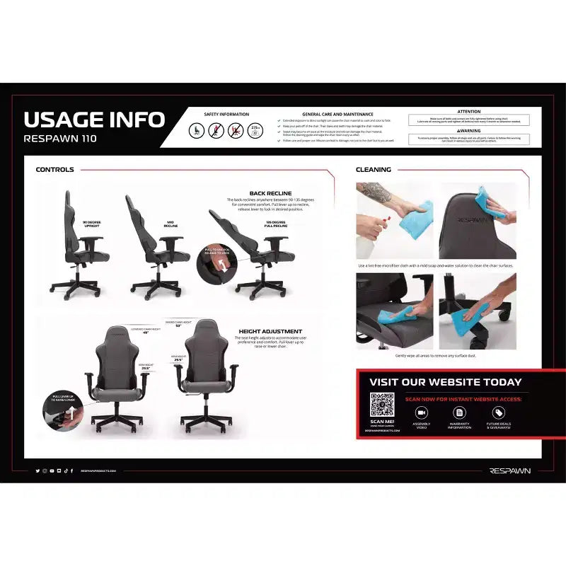 Chaise gaming ergonomique RESPAWN 110