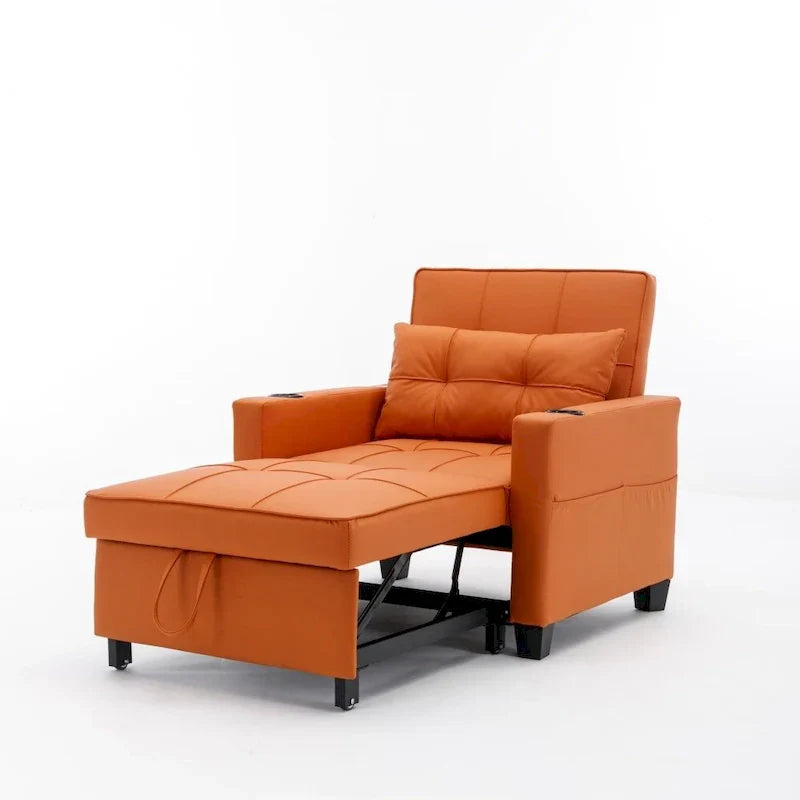 Chaise futon convertible 3-en-1, chaises-lits escamotables avec ports USB