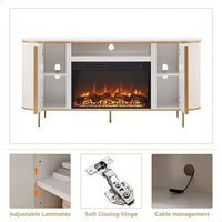 Meuble TV cheminée de luxe moderne 70, meuble multimédia, console TV