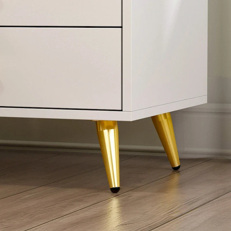 Tables de chevet blanches, table d'appoint avec pieds en métal doré, 1 piece