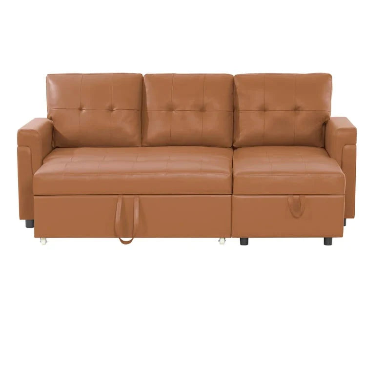 Canapé sectionnel réversible avec lit escamotable, méridienne de rangement dissimulée, pieds durables,