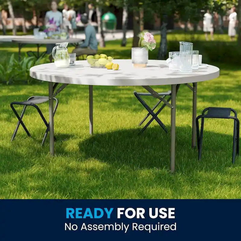Table d'événement pliante ronde en plastique de 5 pieds avec surface épaisse 2