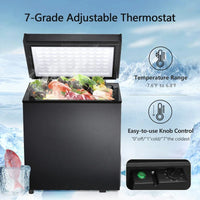 Congélateur coffre 1.8 pi³ avec panier amovible, drain inférieur, thermostat 7 niveaux, conception autonome pour maison et appartement