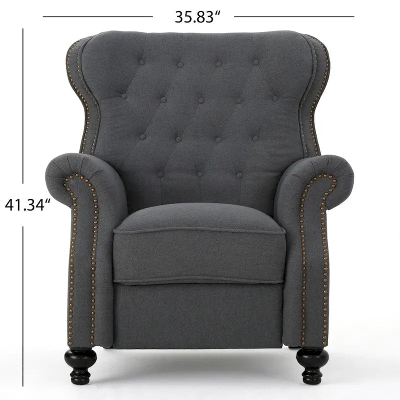 Walder Fauteuil inclinable en tissu capitonné à clous décoratifs par Christopher Knight Home