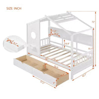 Lit cabane en bois double/complet avec 2 tiroirs, lit pour enfants avec étagère de rangement - ModernLuxe