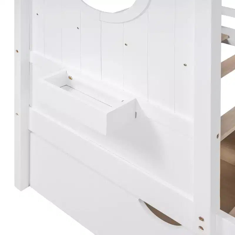 Lit maison en bois taille Twin / Full avec 2 tiroirs, lit enfant avec étagère de rangement - ModernLuxe