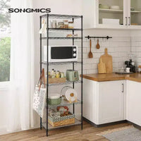 SONGMICS Étagère de garage, Étagère métallique, Étagère de rangement de cuisine avec étagères réglables, pour salon, garage, noir