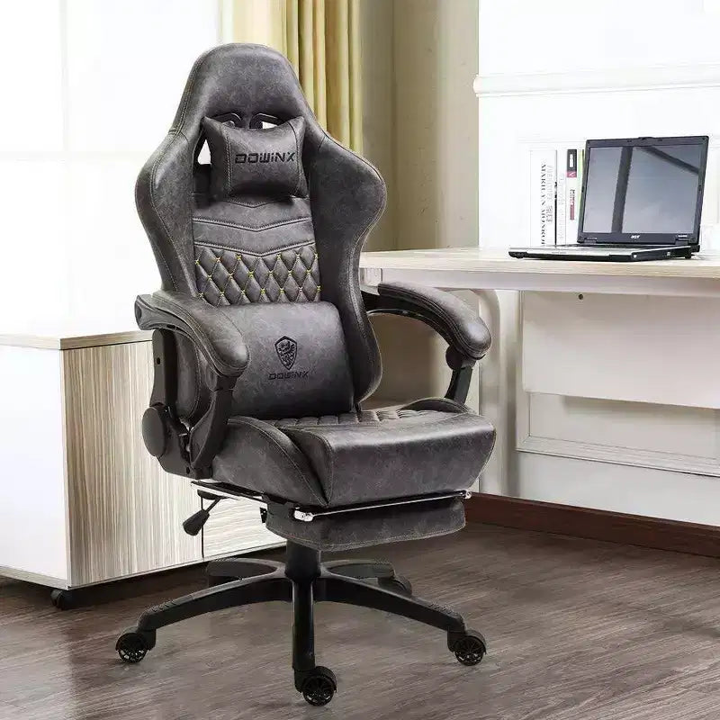 Chaise gaming réglable avec soutien lombaire de massage et repose-pieds rétractable - Dowinx