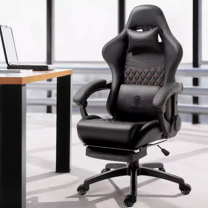 Chaise gaming réglable avec soutien lombaire de massage et repose-pieds rétractable - Dowinx