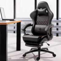 Chaise de jeu réglable avec support lombaire massant et repose-pieds rétractable - Dowinx