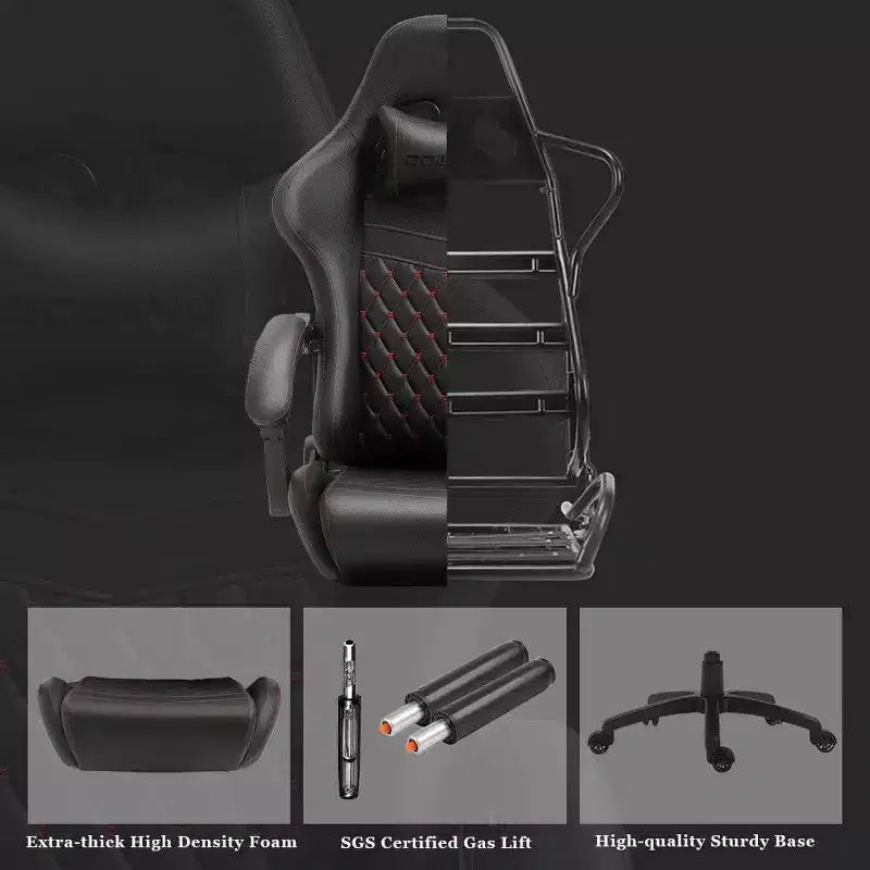 Chaise gaming réglable avec soutien lombaire de massage et repose-pieds rétractable - Dowinx