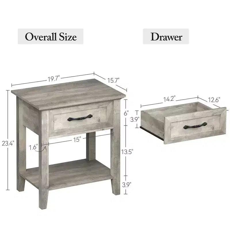 Garvee table de chevet polyvalente moderne, table d'appoint pour chambre, chambre de bébé, salon, avec tiroir de rangement, assemblage facile, gris