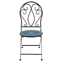 Chaise de bistro Sunnydaze en mosaïque avec cadre en fer - Multicolore - Lot de 2