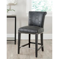 Tabouret de comptoir en similicuir noir Jenelle de SAFAVIEH - 18,7 L x 23 P x 36,4 H - 19Lx23Px36H