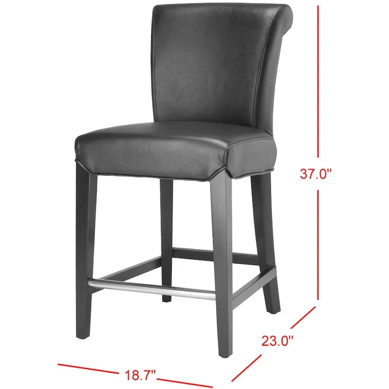 Tabouret de comptoir en similicuir noir Jenelle de SAFAVIEH - 18,7 L x 23 P x 36,4 H - 19Lx23Px36H