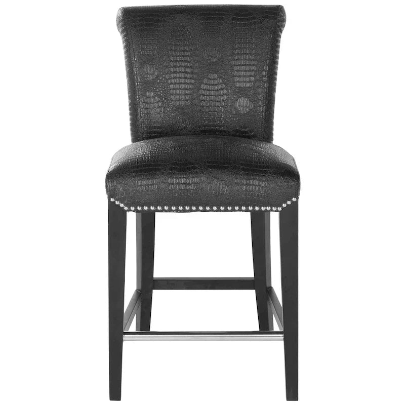 Tabouret de comptoir en similicuir noir Jenelle de SAFAVIEH - 18,7 L x 23 P x 36,4 H - 19Lx23Px36H