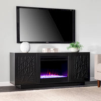 Meuble TV multimédia à cheminée électrique changeant de couleur SEI Furniture Delauro avec rangement