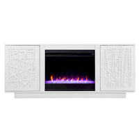 Meuble TV multimédia à cheminée électrique changeant de couleur SEI Furniture Delauro avec rangement