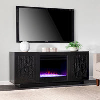 Meuble TV multimédia à cheminée électrique changeant de couleur SEI Furniture Delauro avec rangement