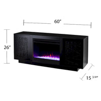 Meuble TV multimédia à cheminée électrique changeant de couleur SEI Furniture Delauro avec rangement
