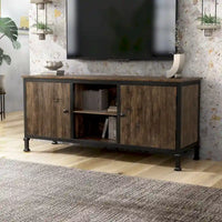 Console TV multifonction Dele chêne rustique 60 pouces en bois par Furniture of America