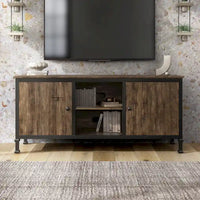 Console TV multifonction Dele chêne rustique 60 pouces en bois par Furniture of America