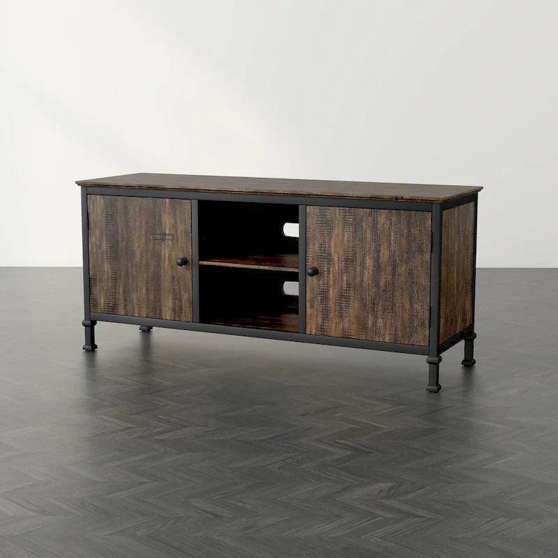 Console TV multifonction Dele chêne rustique 60 pouces en bois par Furniture of America