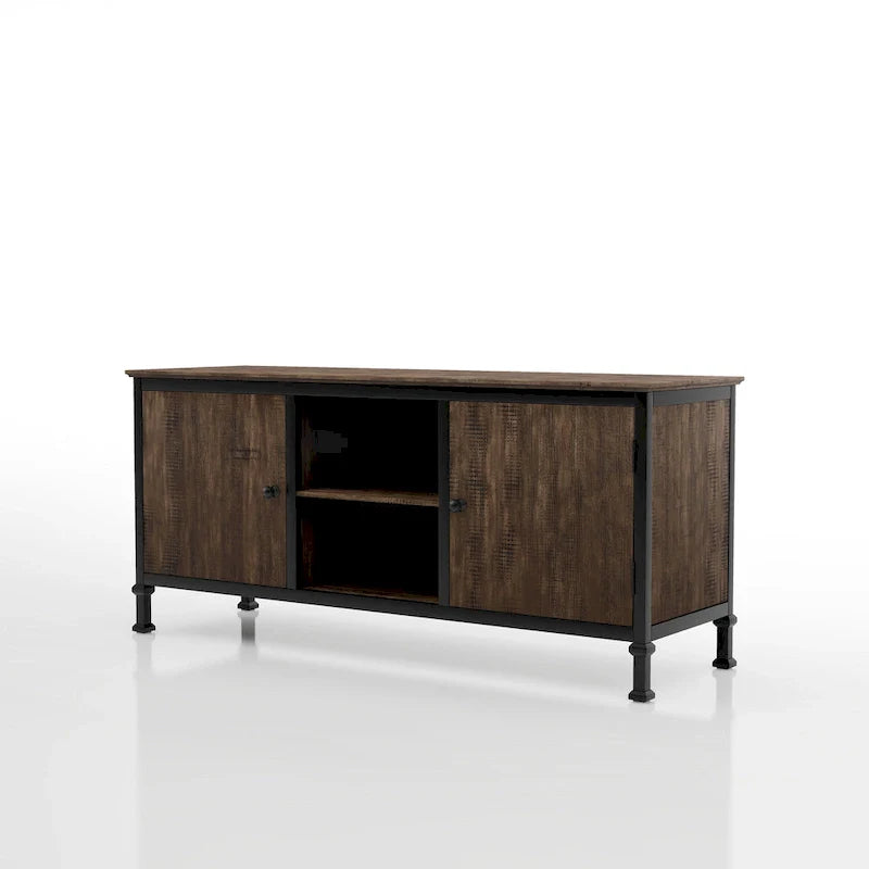 Console TV multifonction Dele chêne rustique 60 pouces en bois par Furniture of America