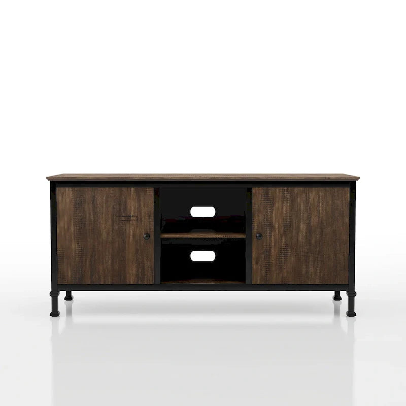 Console TV multifonction Dele chêne rustique 60 pouces en bois par Furniture of America