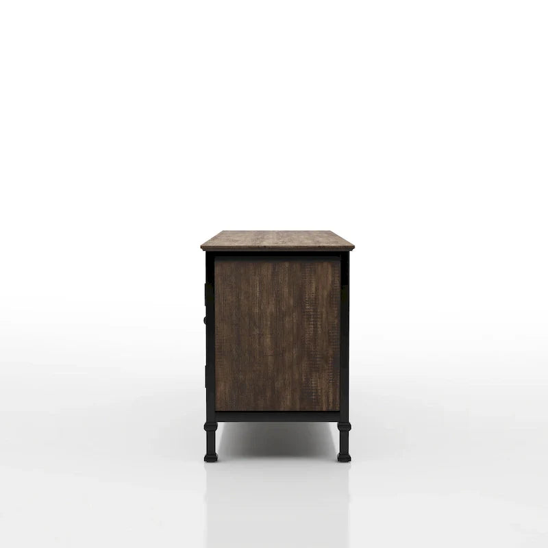 Console TV multifonction Dele chêne rustique 60 pouces en bois par Furniture of America