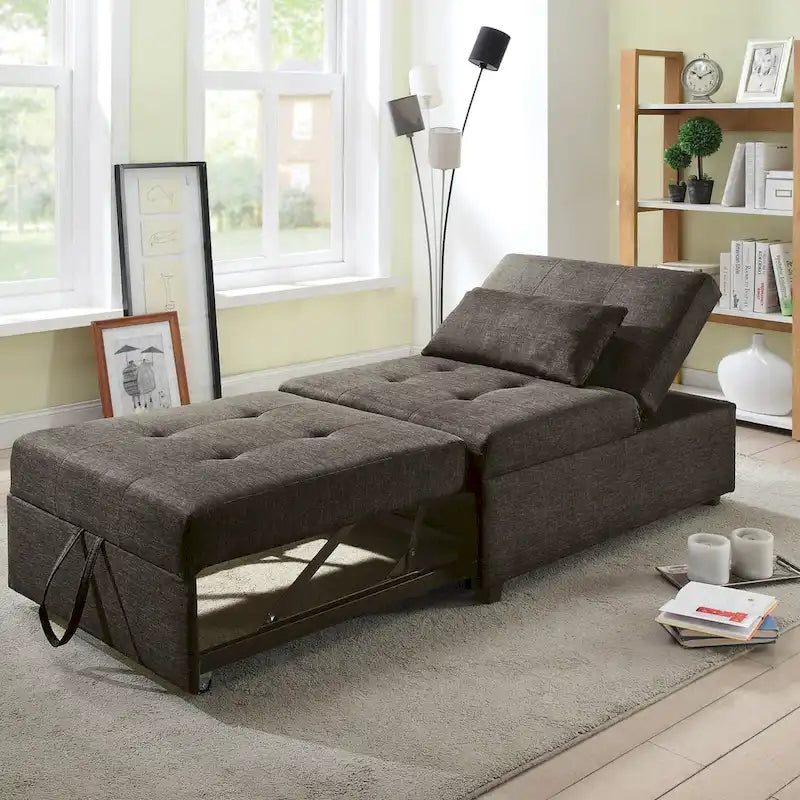 Fauteuil Futon Convertible Capitonné Contemporain en Tissu Jave par Furniture of America