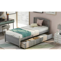 Lit plateforme coffre en bois avec tiroirs, taille Twin