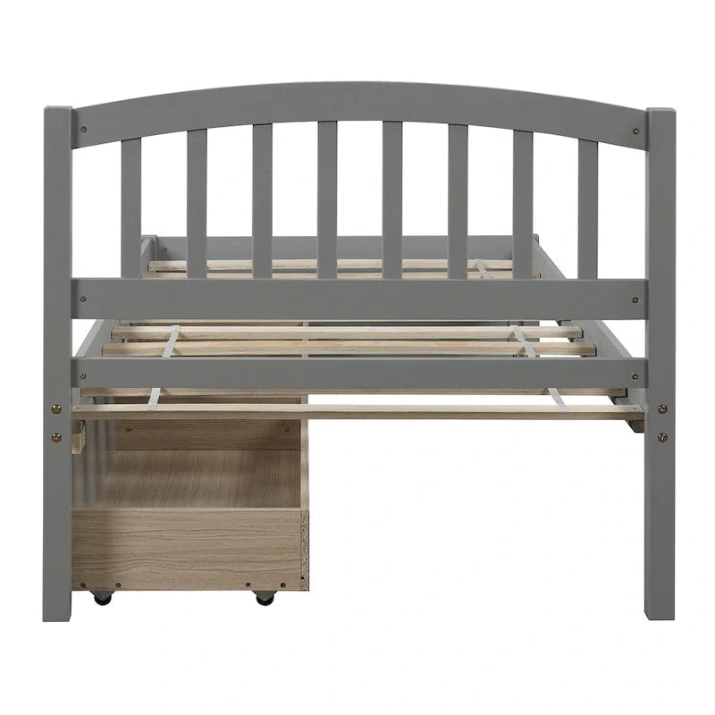 Lit plateforme coffre en bois avec tiroirs, taille Twin