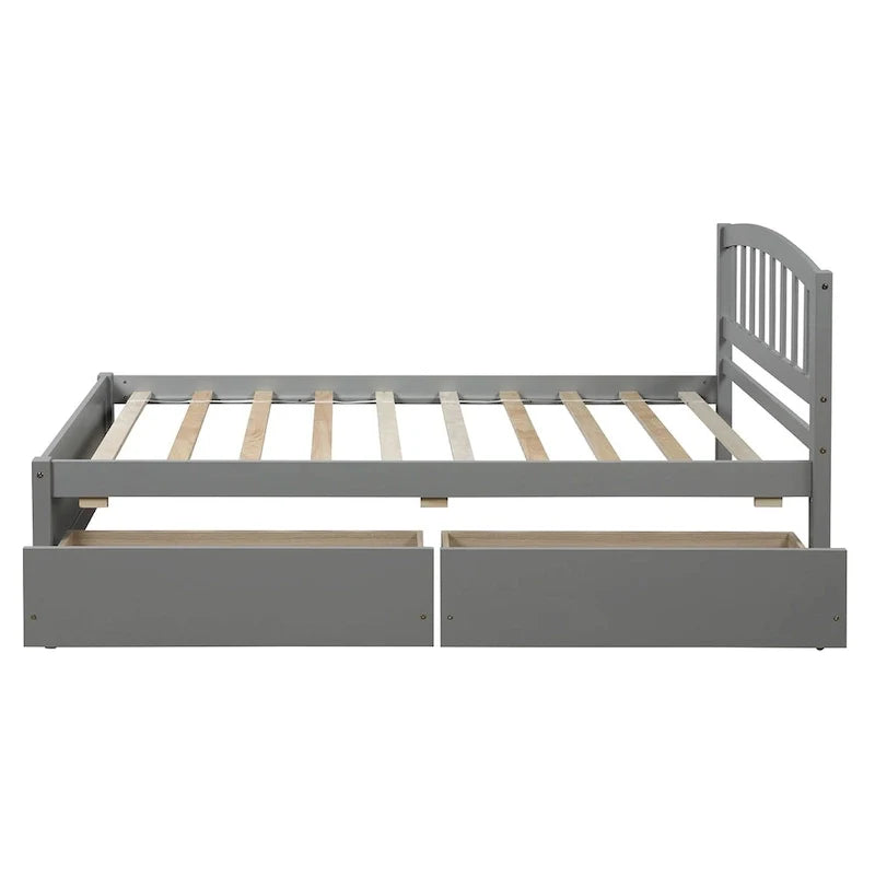 Lit plateforme coffre en bois avec tiroirs, taille Twin