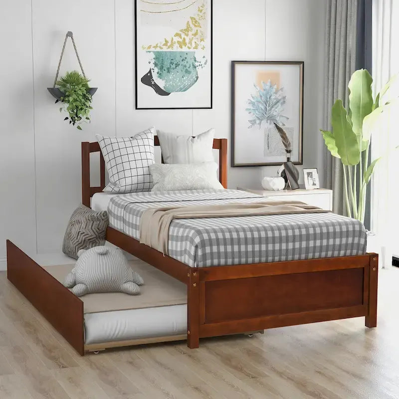 Lit plateforme coffre en bois avec tiroirs, taille Twin