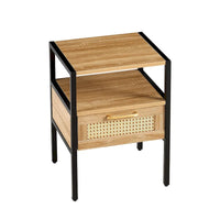 Table de chevet 1 tiroir en rotin