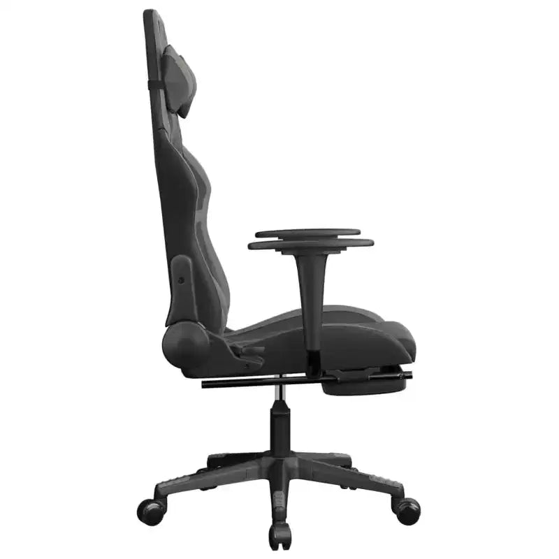 vidaXL Chaise de jeu massante avec repose-pieds, noir et gris, similicuir