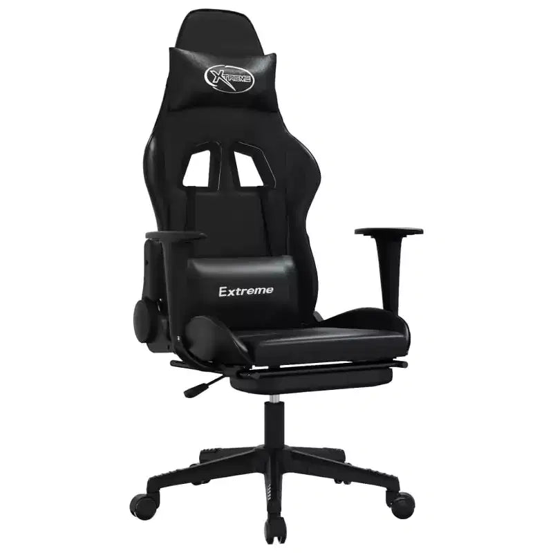 Chaise gaming de massage vidaXL avec repose-pieds, noir, similicuir