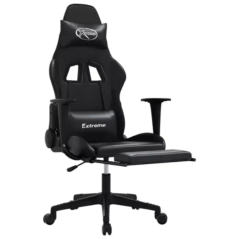 Chaise gaming de massage vidaXL avec repose-pieds, noir, similicuir