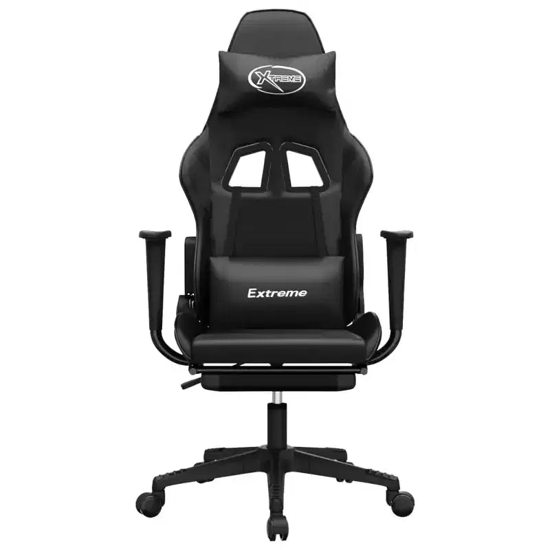 Chaise gaming de massage vidaXL avec repose-pieds, noir, similicuir