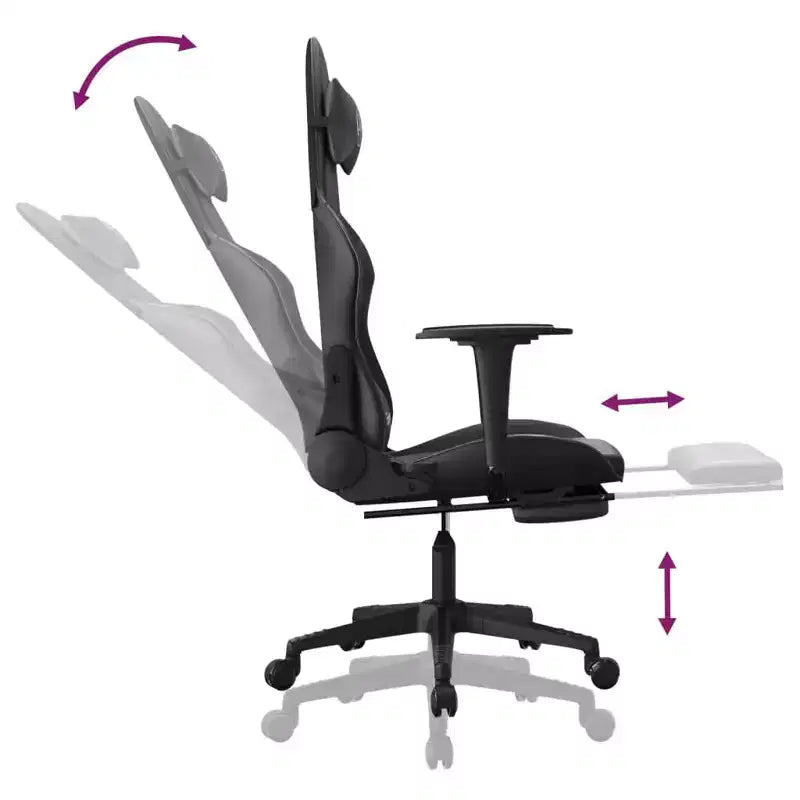 Chaise gaming de massage vidaXL avec repose-pieds, noir, similicuir