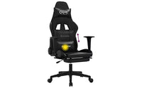 Chaise gaming de massage vidaXL avec repose-pieds, noir, similicuir