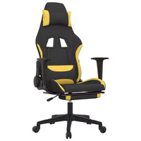 vidaXL Chaise de jeu massante avec repose-pieds, noir et jaune, tissu