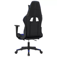 vidaXL Chaise de jeu avec repose-pieds, noir et bleu, similicuir