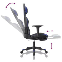 vidaXL Chaise de jeu avec repose-pieds, noir et bleu, similicuir