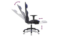 vidaXL Chaise de jeu avec repose-pieds, noir et bleu, similicuir