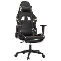 vidaXL Chaise de jeu avec repose-pieds, noir et camouflage, similicuir