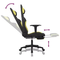 Chaise gaming vidaXL avec repose-pieds, noir et vert clair, tissu